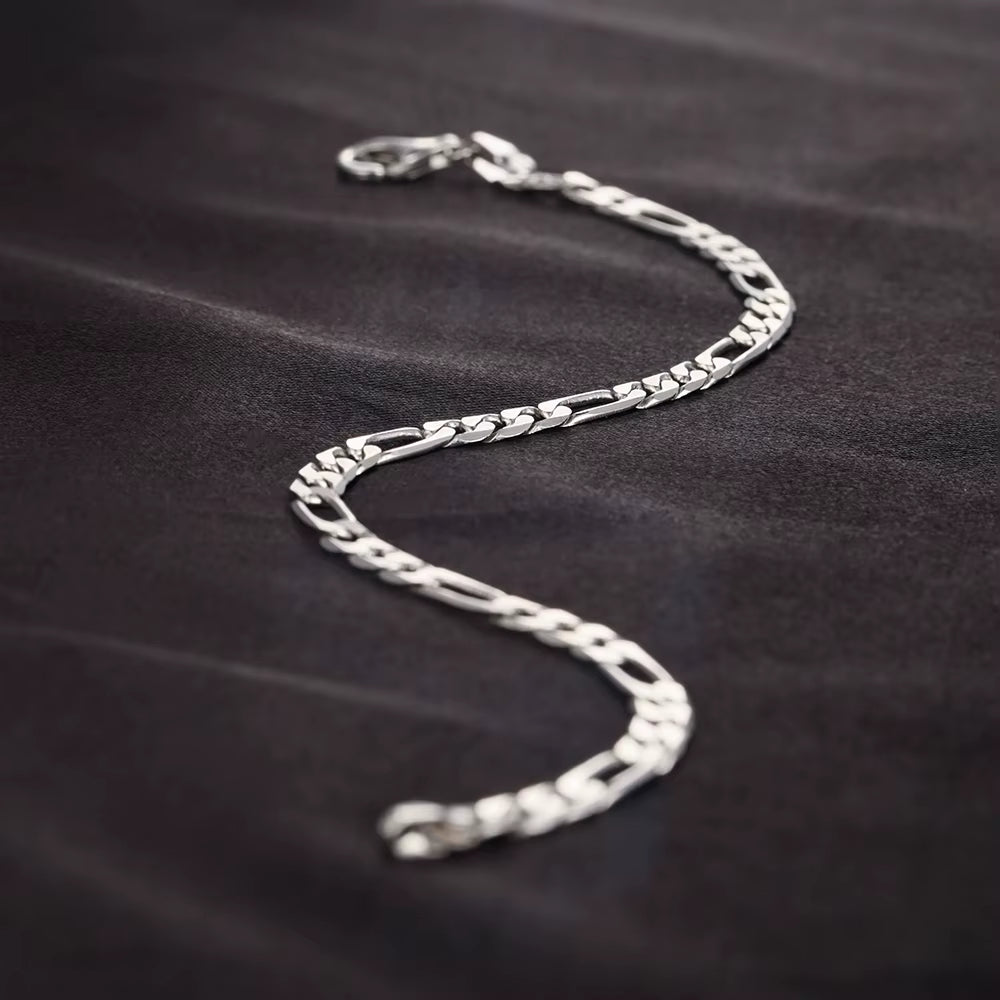 S925 Sterling Silver Bracelet Men Sideways Figaro Jewelry Curb Cuban Bracelets Hiphop Style Horse Whip Chain Gift Stock in USA