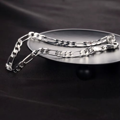 S925 Sterling Silver Bracelet Men Sideways Figaro Jewelry Curb Cuban Bracelets Hiphop Style Horse Whip Chain Gift Stock in USA